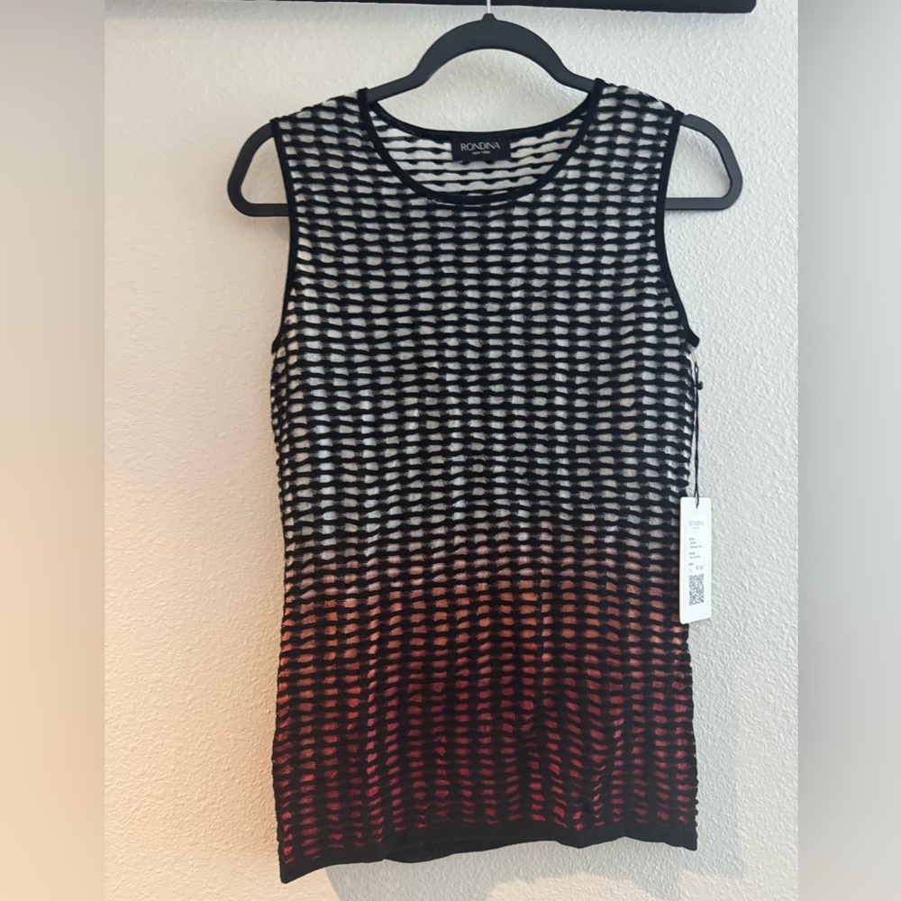 New Black and Orange red ombré red semi sheer  Tank Top small $195